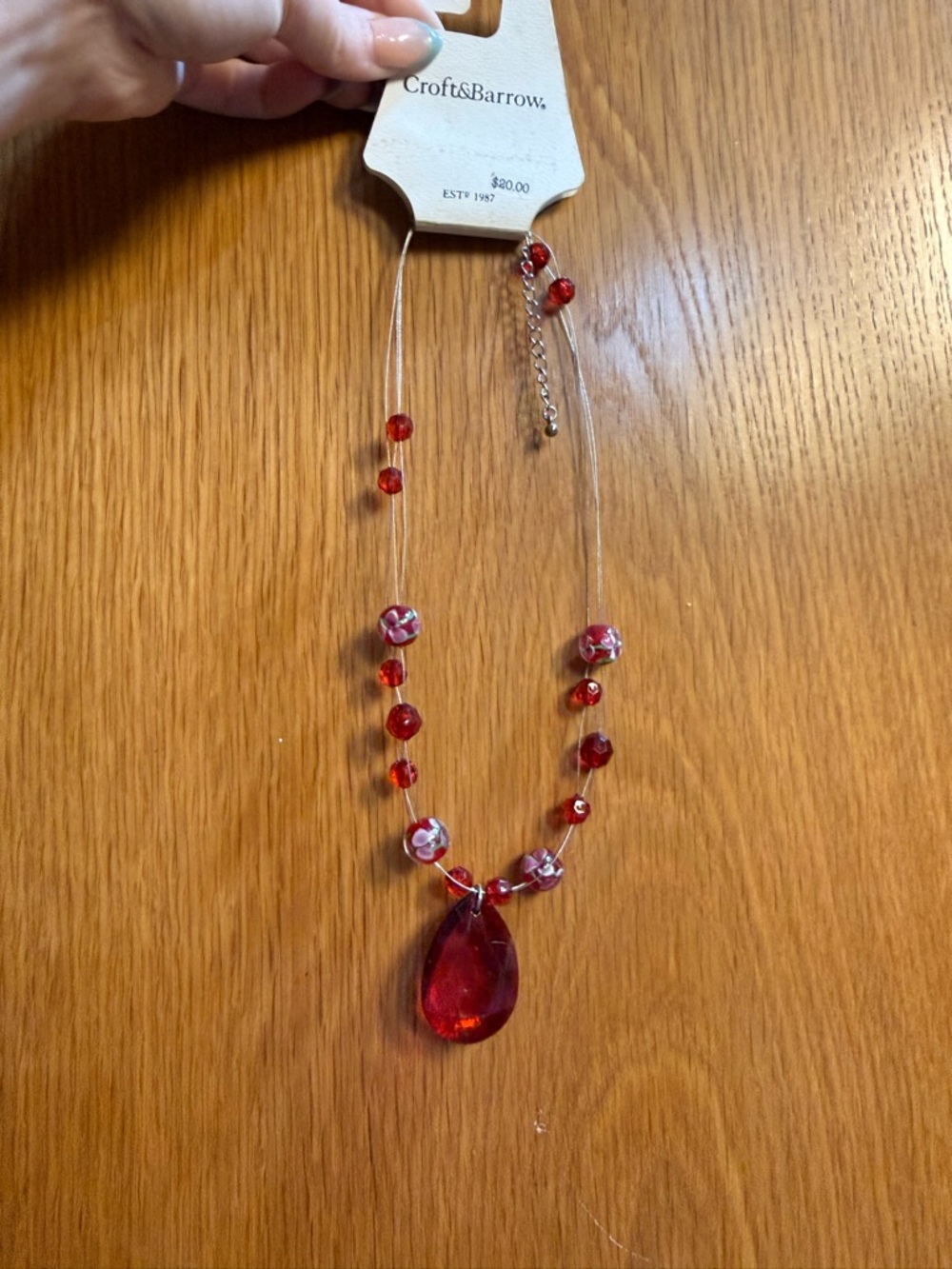 croft & barrow Red Teardrop Bead Necklace